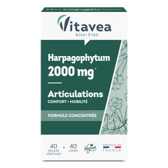 Harpagophytum 2000mg VITAVEA Bien-être, un complément alimentaire en gélules pour une cure de 40 jours.